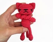 Amigurumi toy cat - Small long-legged cat - Many color options - Crochet stuffed toy - Cotton - Pink
