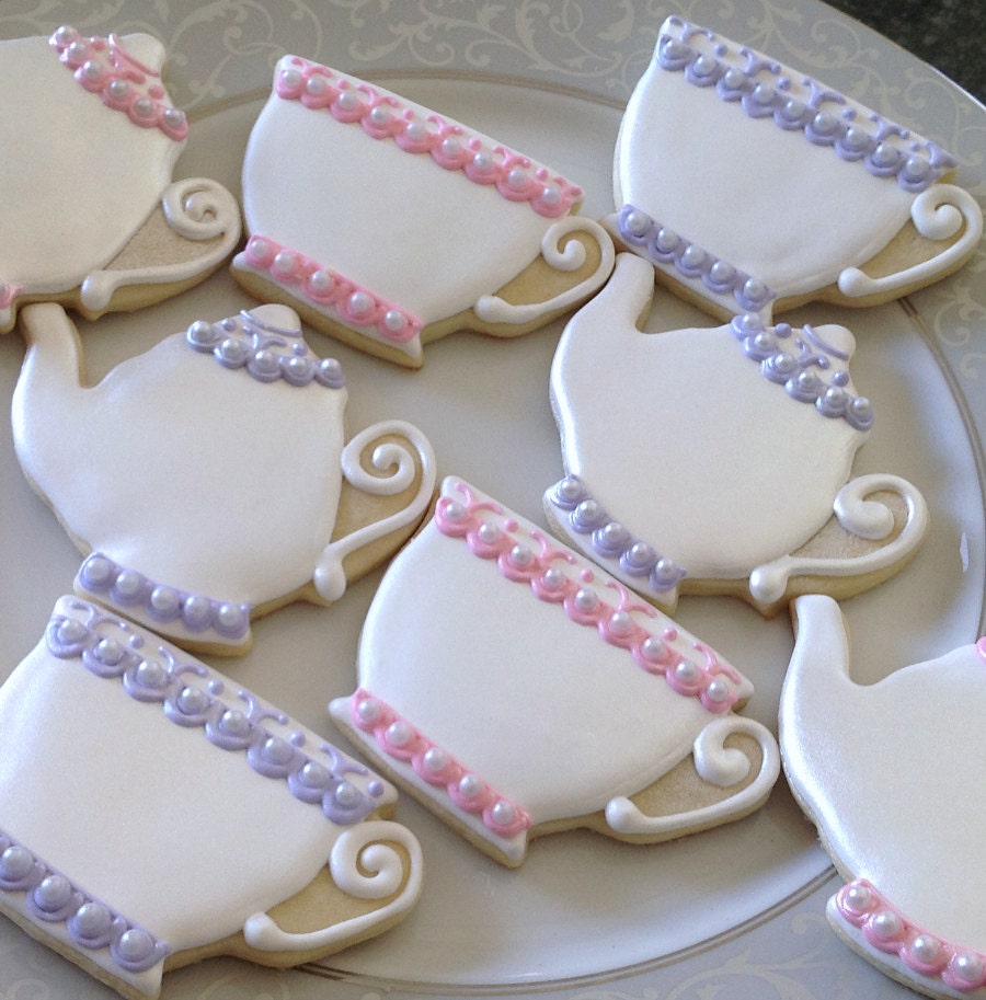 Pearl Teacup and Teapot Sugar Cookies- Set of 12
