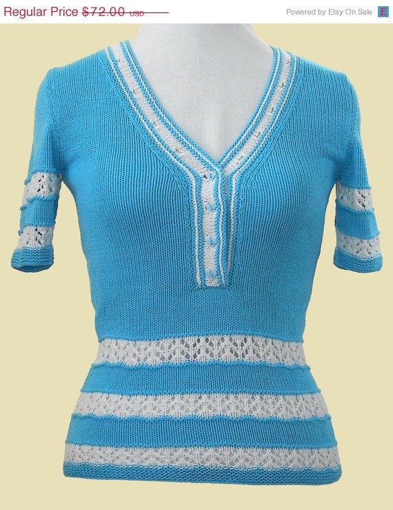 ON SALE 30% OFF Knitted summer shirt "Turquoise"