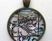 Missoula Montana Antique Map Necklace Pendant