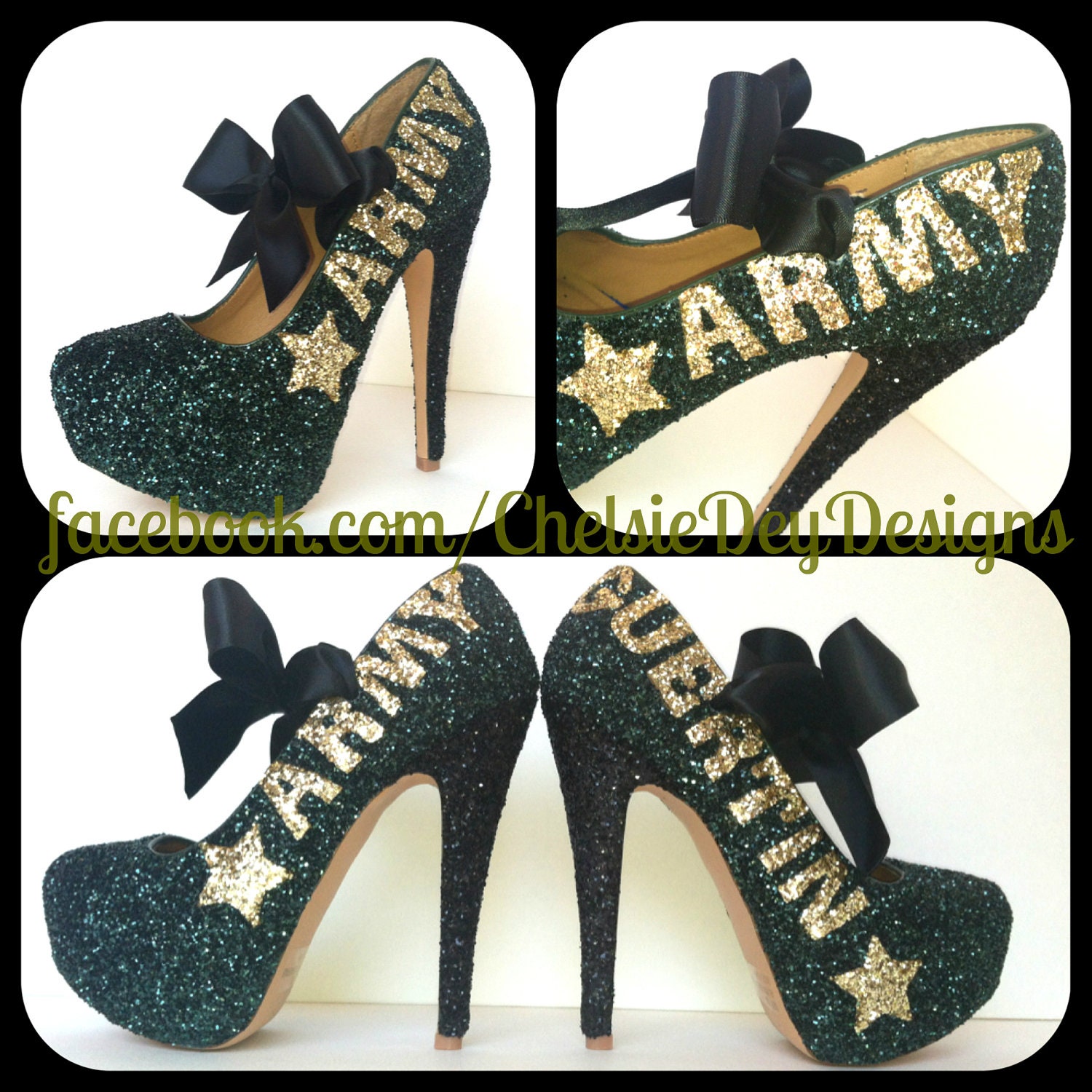 Army Glitter High Heels