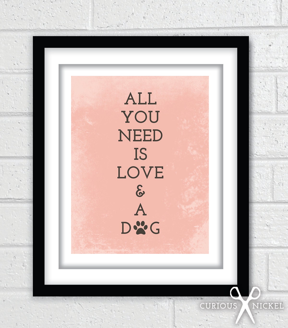Love and a Dog - Color Choices - Giclee Art Poster Print - 8 x 10