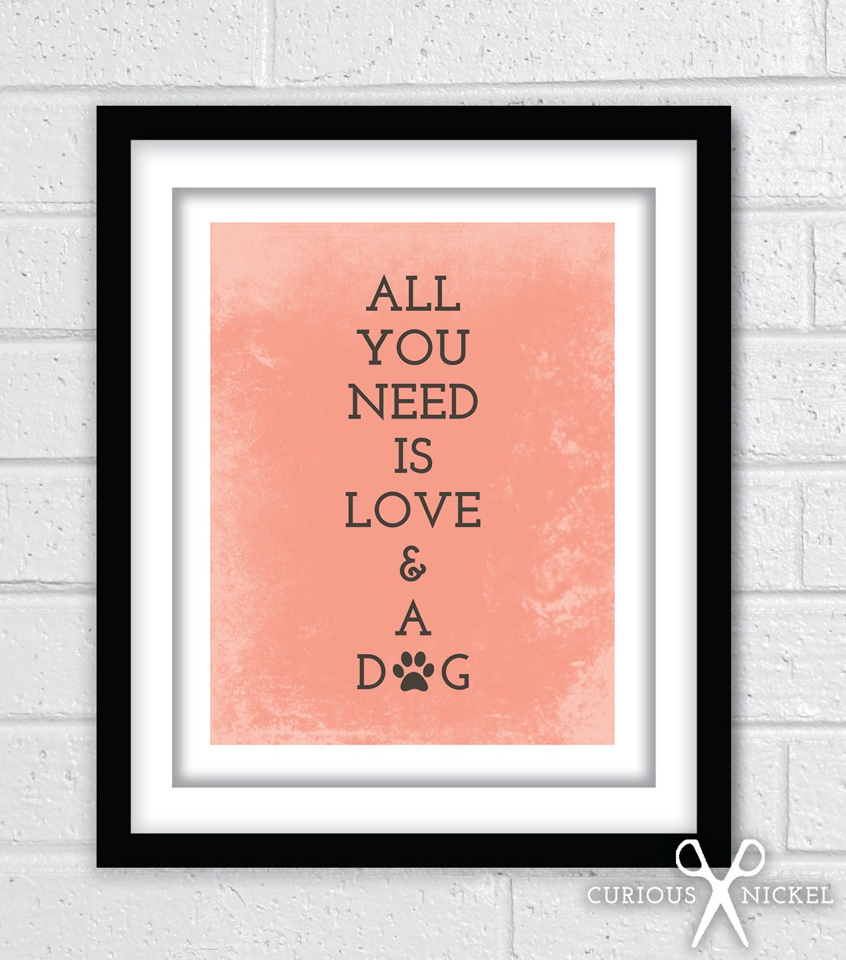 Love and a Dog - Color Choices - Giclee Art Poster Print - 8 x 10