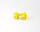 Sunny Yellow Resin Rose Stud Earrings - theglassbird