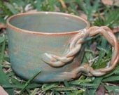 Braided Handle Mug, Antique Green/ Magic Glow Cone 6 Glaze