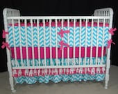 Three Tier Crib Skirt and Bumper with piping or ruffle