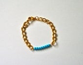 Bella Bracelet- gold chain with turquoise beads, 7.5"