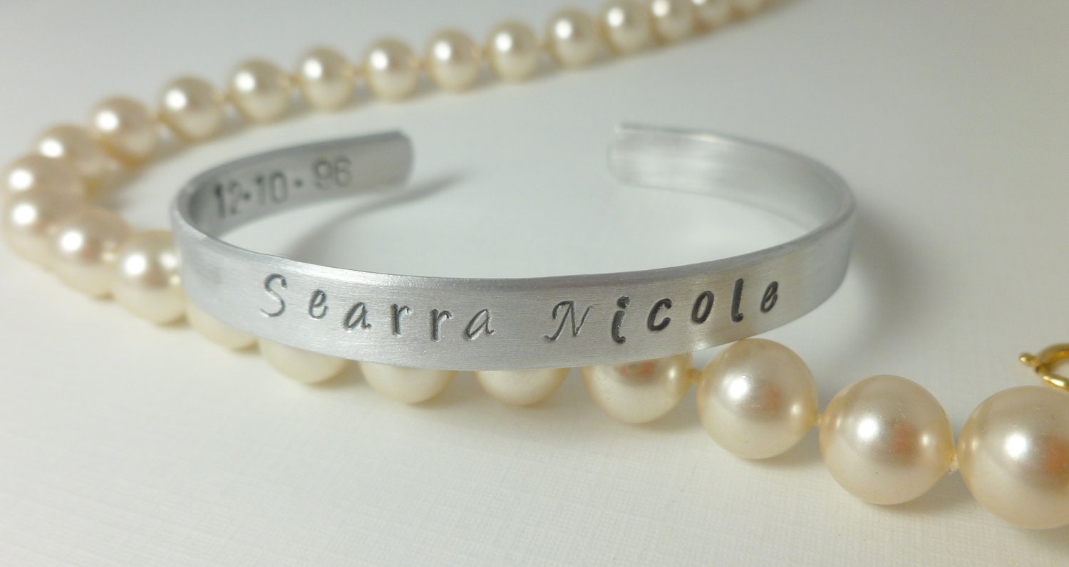 Personalized Hand Stamped Cuff, Custom, personalized bracelet, Hand Stamped, Hand made