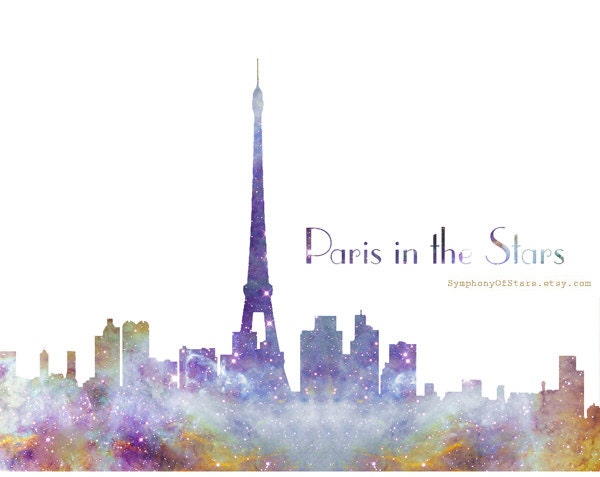 Paris Skyline Galaxy Universe Fine Art Print