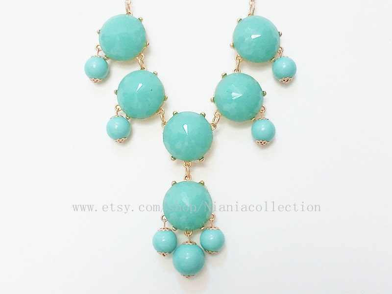 Turquoise  Green 6 beads Bubble Statement Necklace