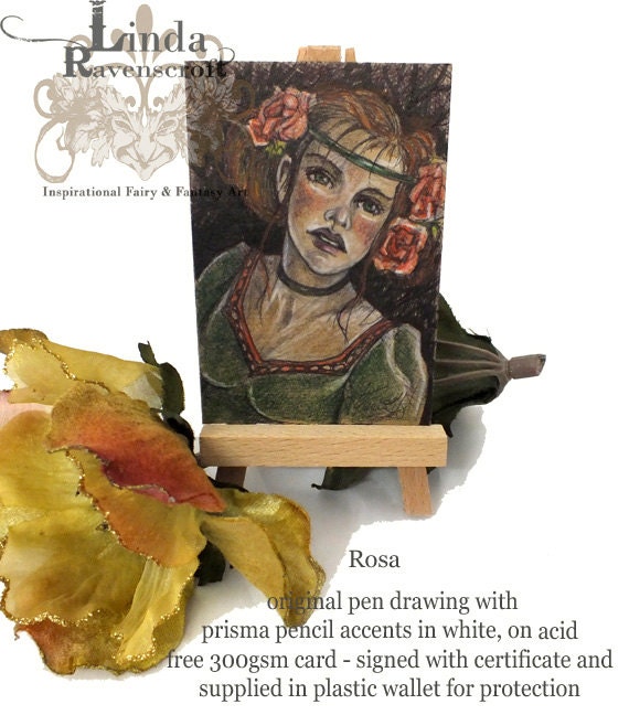 Original fantasy drawing "Rosa"