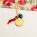 Gold necklace, Natural red coral branch coin turquoise necklace, red coral branch LONG necklace