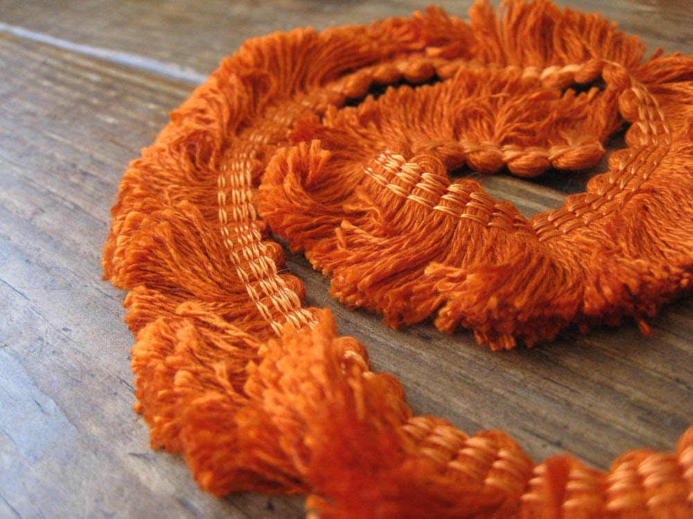 1" bright orange fringe trim - Sold by the yard