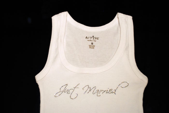Just Married Tank Top. Just Married Rhinestone Tank Top. CLEARANCE SALE - Medium White Tank Top