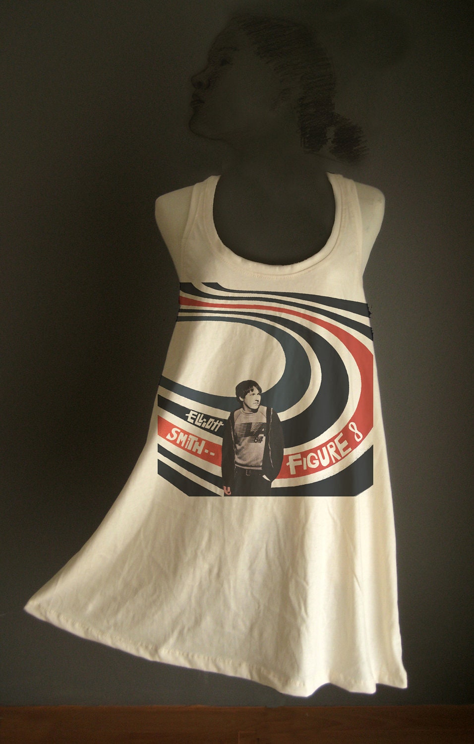 Retro Elliott Smith Figure 8 Rock White Organic Cotton T-Shirt Tee Tank Top Tunic Vest Size M/L