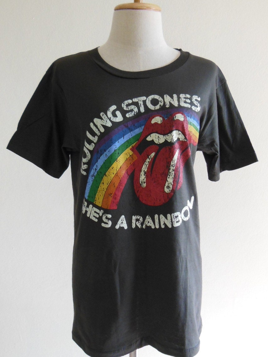The Rolling Stones T-Shirt She's A Rainbow Rock Music -- Shirt Black Tee Shirt Women T-Shirt Men T-Shirt Music T-Shirt Size M