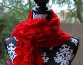 Scarf red ruffle textured Valentine scarf collar