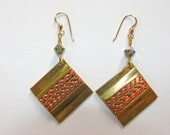 Vintage Korean Metal and Swarovski Crystal Earrings
