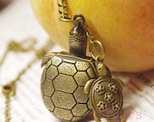 On Sale-Vintage warm lovely Sea Turtle Pocket Watch Necklace Chain Pendant D038 - AirTears