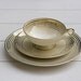 RESERVED for Erin Meez Vintage Circa 1950s Teacup and Saucer Trio Set Gild Stripes on Cream