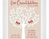 Personalized GRANDPARENTS GIFT- Grandma and Grandpa Gift - Our Grandchildren -Christmas Gift - Family Tree - Can be in other colors