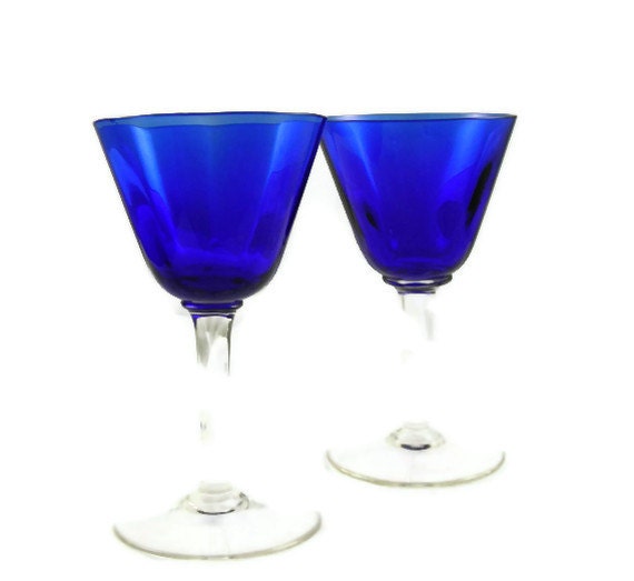 Vintage Cobalt Blue Aperitif or Cordial Glasses