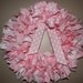 Pink and white grosgrain ribbon wreath