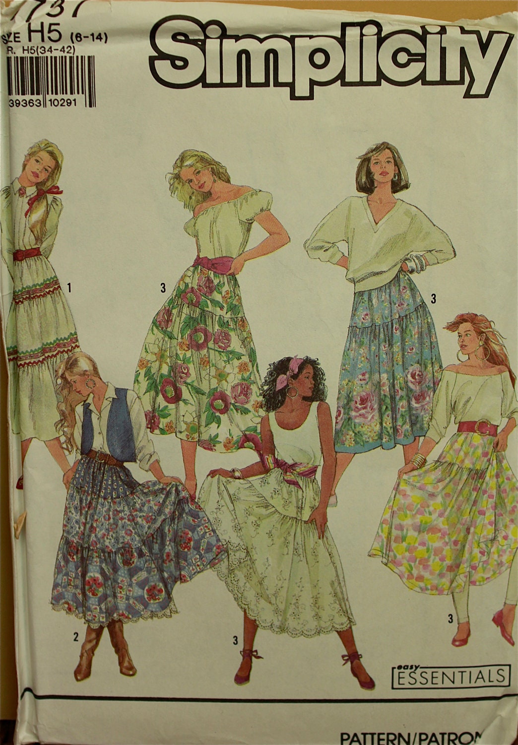1990s Skirts & Petticoats Simplicity Pattern 9737  Uncut  Size 6 to 14