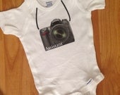 Camera assistant onesie, SLR camera, cute, funny, photo onesie, photographer, assistant