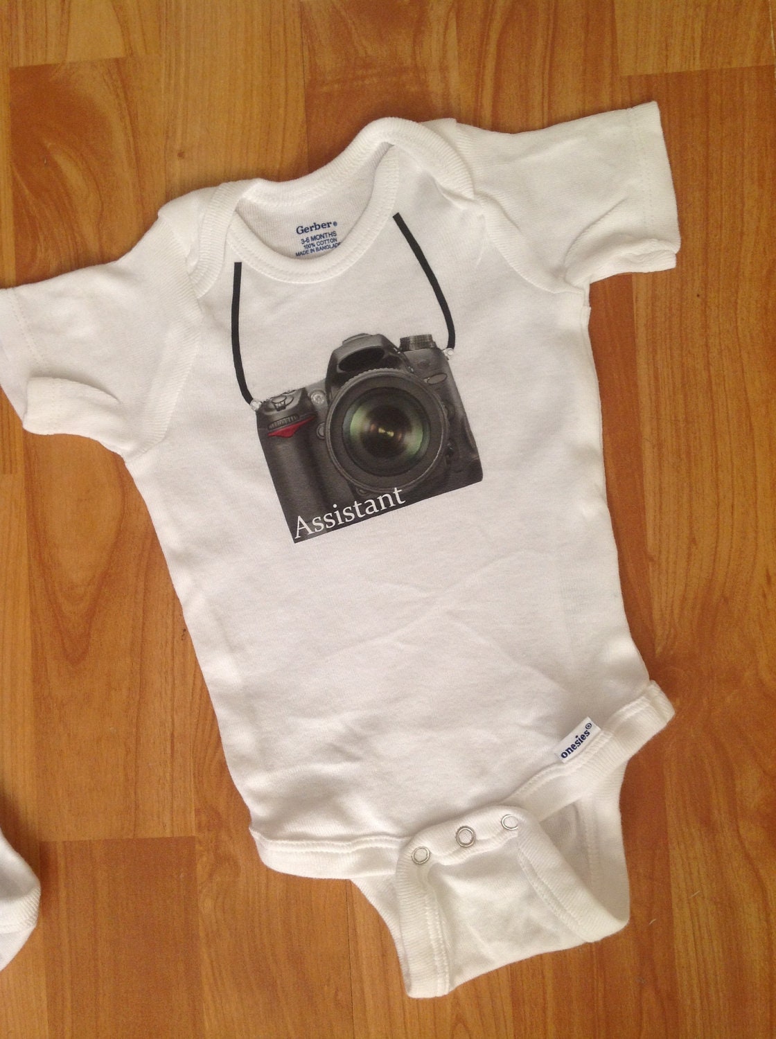 Camera assistant onesie, SLR camera, cute, funny, photo onesie, photographer, assistant