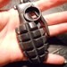 Black Resin Life Sized Grenade Necklace Goth BOMB KaBOOM