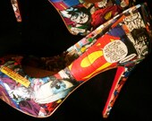Bizarro Superman - Comic Book Heels - Comic Book Shoes - DC Comics - Platform Pumps - Custom