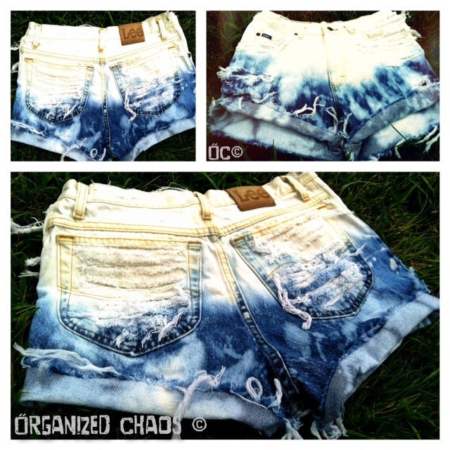 Vintage Ombre High Waist Denim Shorts