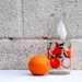 Orange Juice Bottle French Glass Bottle Retro kitchen Vintage Fruit slices green leaves