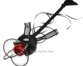Red Heart Wedding Wand, Red Flower Girl Wand