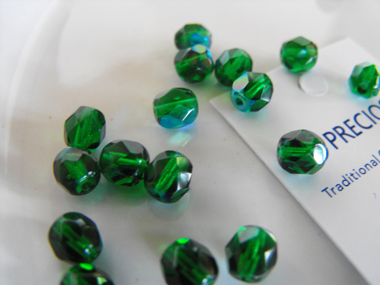 20 Rich Emerald Green AB Czech Glass Beads 6mm