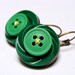 Retro Jewelry, Green Button Earrings, Vintage Upcycled Accessories, Emerald Green Apple, Eco Jewelry Gift - "Give 'em the Green Light"