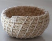 Upcycled 'Nude' Rope Basket: Natural / Coiled / Small