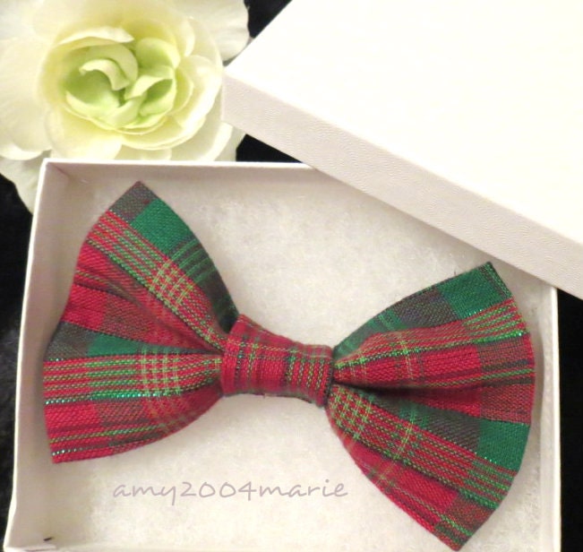 Men / Boys / Toddler Holiday Red and Green Plaid Clip On Bow Tie Parties Formal School Pictures