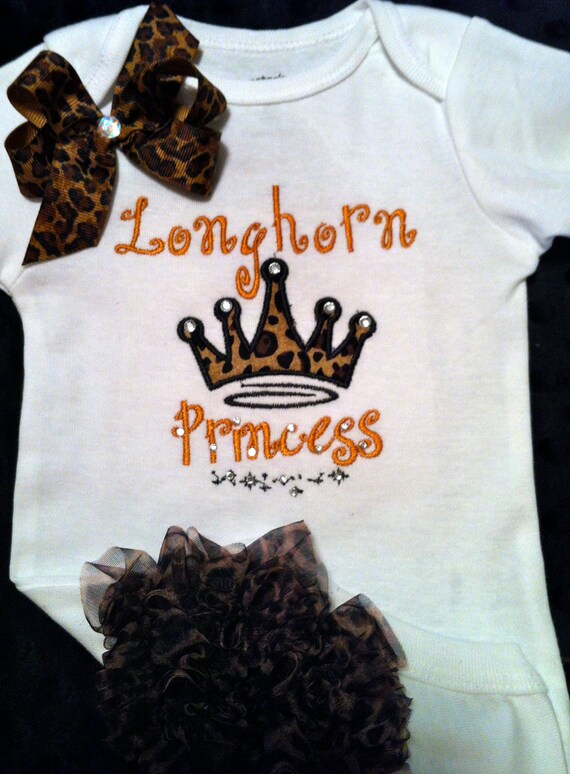 Longhorn Princess - Leopard Ruffle Butt Onesie or Shirt