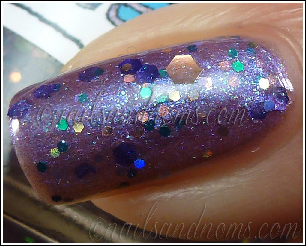 Heart of Gold Nail Polish - purple glitter polish with green shimmer