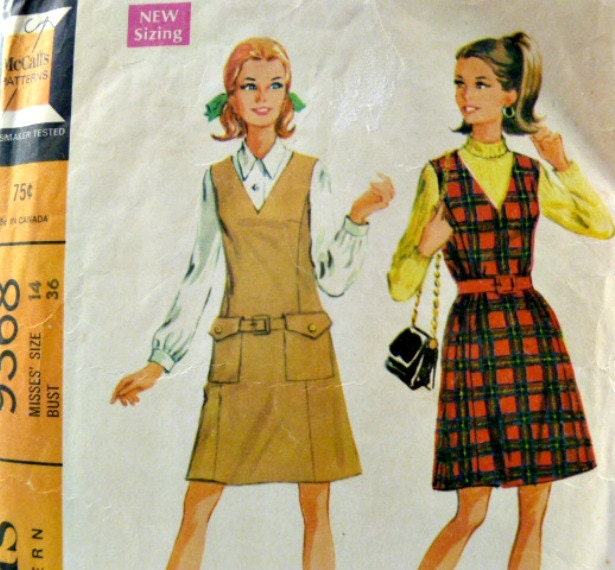 Vintage 60s McCalls 9368 Pattern Misses Jumper in Two Versions and Blouse Size 14 Bust 36 p2z