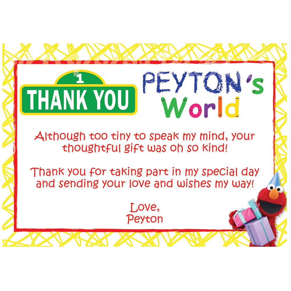 Elmo's World / Sesame Street Thank You Cards- Custom Digital File Il_170x135