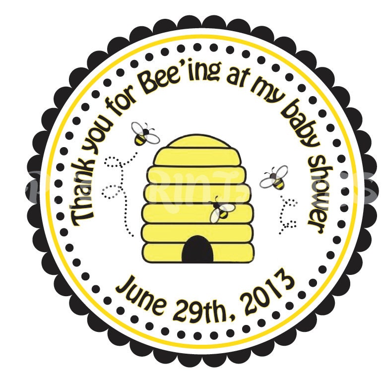 Bee Baby Shower Favor Tags- Customized Digital File
