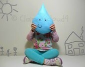 MR HAPPY RAINDROP - Baby Light Blue Pillow Cushion Baby Nursery Kids Bedroom Home Decoration