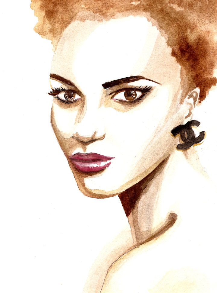 Watercolor Fashion Illustration: Chanel Earrings-- 8 x 10 Fine Art Print