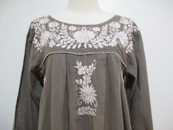 Mexican Embroidered Dress Long Sleeves Tunic