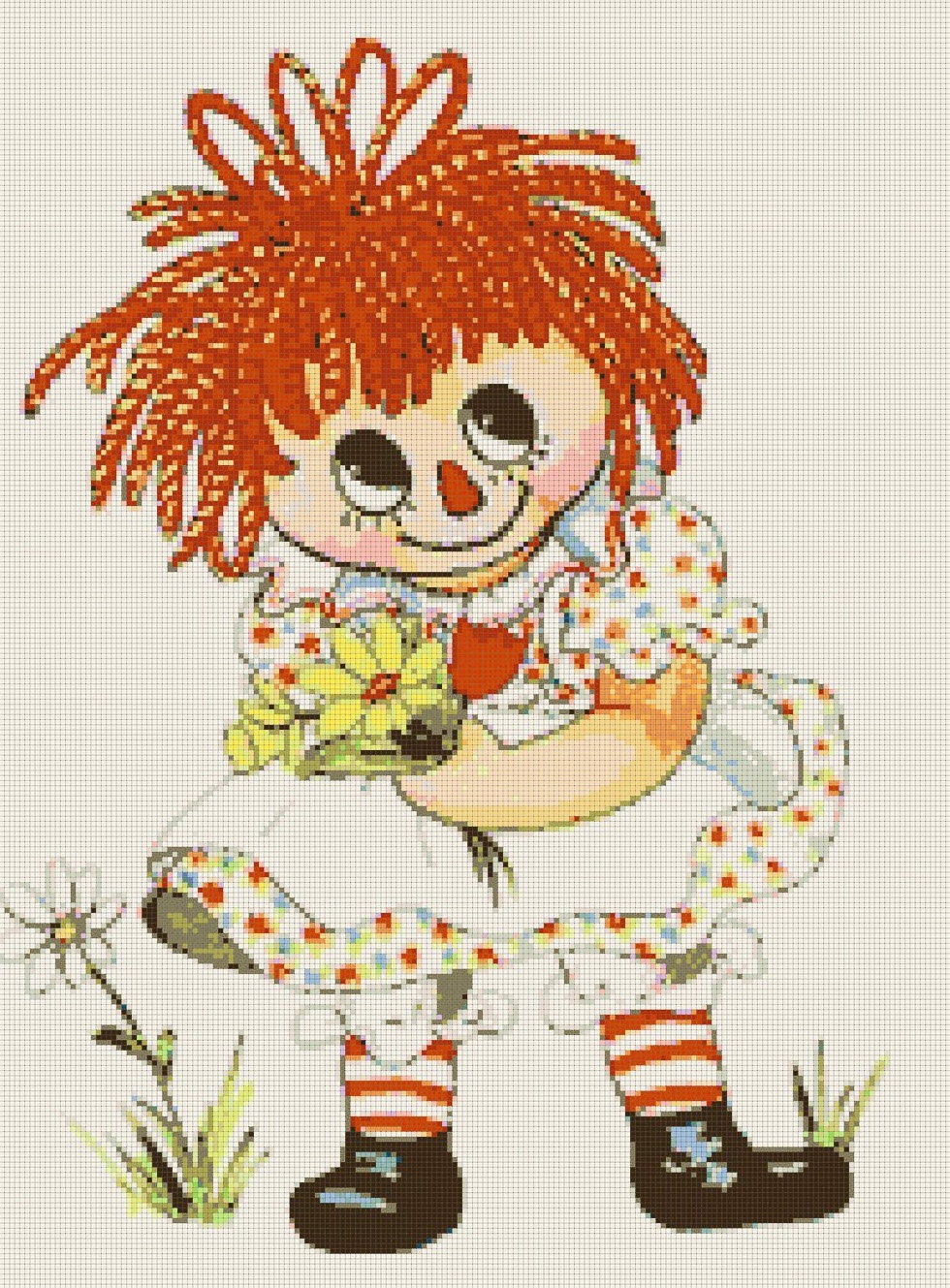 Vintage Retro Raggedy Ann Handmade Cross-Stitch Pattern