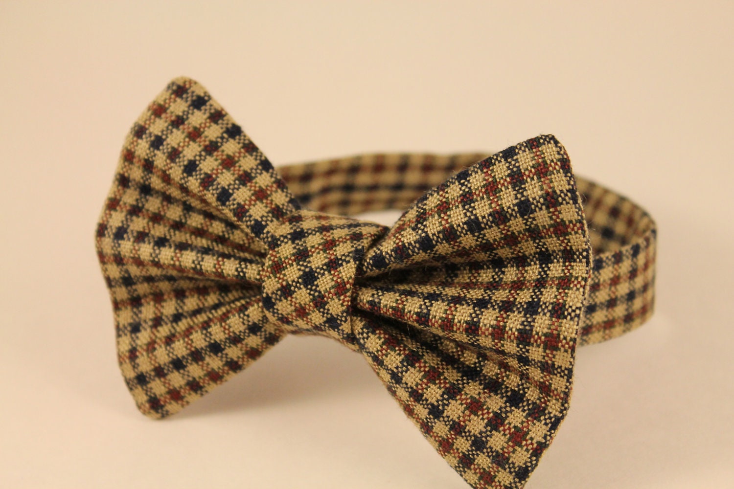 Tan Plaid Bow Tie