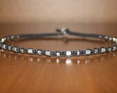 Silver Metal Cylinder Beads - Black Hemp Choker Necklace - Square Knot - Men Women Teen Kid Boy Child Girl